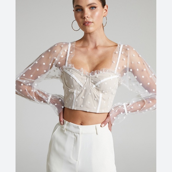 Runway The Label Tops - RUNAWAY THE LABEL Chloe Top in White Spot